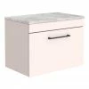 Arezzo Wall Hung Countertop Vanity Unit - Matt Pink - 600mm With Grey Worktop & Matt Black Handle -Arezzo shop AZP6WHWMBG p