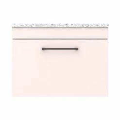 Arezzo Wall Hung Countertop Vanity Unit - Matt Pink - 600mm With White Worktop & Matt Black Handle -Arezzo shop AZP6WHWMBW d7 460