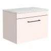 Arezzo Wall Hung Countertop Vanity Unit - Matt Pink - 600mm With White Worktop & Matt Black Handle -Arezzo shop AZP6WHWMBW p