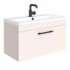 Arezzo Wall Hung Vanity Unit - Matt Pink - 800mm With Industrial Style Black Handle -Arezzo shop AZP8WHVBKIS prod