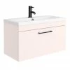 Arezzo Wall Hung Vanity Unit - Matt Pink - 800mm With Matt Black Handle 2 Arezzo Wall Hung Vanity Unit - Matt Pink - 800mm With Matt Black Handle -Arezzo shop AZP8WHVBK n p