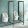 Arezzo Concealed Urinal Pack With 3 X Urinal Bowls + 2 X Matt Black Frame Glass Partitions -Arezzo shop AZPAK3MB P