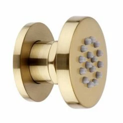 Arezzo Brushed Brass Industrial Style Push Button Shower Valve With Diverter, Handset, Fixed Shower Head + 4 Body Jets -Arezzo shop AZPB03RBBPK D4 460