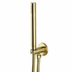 Arezzo Brushed Brass Industrial Style Push Button Shower Valve With Diverter, Handset, Fixed Shower Head + 4 Body Jets -Arezzo shop AZPB03RBBPK D5 460