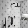 Arezzo Matt Black Industrial Style Push Button Shower Valve With Diverter, Handset, Fixed Shower Head + 4 Body Jets -Arezzo shop AZPB03RMBPK P