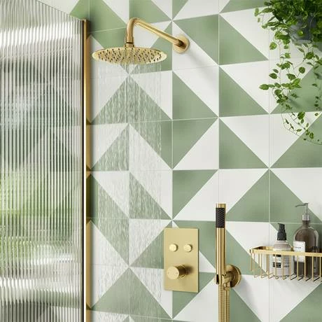 Arezzo Brushed Brass Twin Modern Round Push-Button Shower Valve with 2 Outlets Arezzo Brushed Brass Twin Modern Round Push-Button Shower Valve With 2 Outlets -Arezzo shop AZPB2RBB d1 460