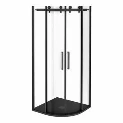 Arezzo Matt Black 800 X 800mm Frameless Quadrant Shower Enclosure With Black Tray 6 Arezzo Matt Black 800 X 800mm Frameless Quadrant Shower Enclosure With Black Tray -Arezzo shop AZQ8BT d4 460