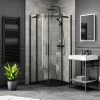 Arezzo Matt Black 800 X 800mm Frameless Quadrant Shower Enclosure With Black Tray