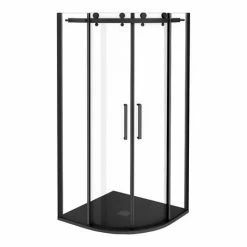 Arezzo Matt Black 900 X 900mm Frameless Quadrant Shower Enclosure With Black Tray 6 Arezzo Matt Black 900 X 900mm Frameless Quadrant Shower Enclosure With Black Tray -Arezzo shop AZQ9BT n detail1 460