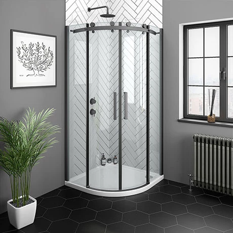 Arezzo Matt Black 900 x 900mm Frameless Quadrant Shower Enclosure Arezzo Matt Black 900 X 900mm Frameless Quadrant Shower Enclosure -Arezzo shop AZQ9 P1