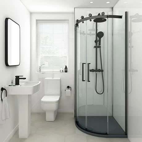 Arezzo Matt Black 900 x 900mm Frameless Quadrant Shower Enclosure Arezzo Matt Black 900 X 900mm Frameless Quadrant Shower Enclosure -Arezzo shop AZQ9 d2 460
