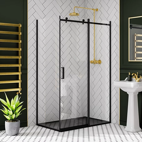 Arezzo Matt Black 1200 x 800 Frameless Sliding Door Shower Enclosure with Black Tray Arezzo Matt Black 1200 X 800 Frameless Sliding Door Shower Enclosure With Black Tray -Arezzo shop AZR128BT n p