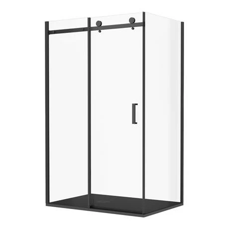 Arezzo Matt Black 1200 x 900 Frameless Sliding Door Shower Enclosure with Black Tray Arezzo Matt Black 1200 X 900 Frameless Sliding Door Shower Enclosure With Black Tray -Arezzo shop AZR129BT d5 460