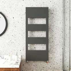 Arezzo Anthracite 1200 X 500 Designer Panel Radiator With Towel Rails