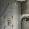Arezzo Brushed Brass Round Shower System With Diverter, Fixed Shower Head + 4 Body Jets 2 Arezzo Brushed Brass Round Shower System With Diverter, Fixed Shower Head + 4 Body Jets -Arezzo shop AZRDSV4BJBB p