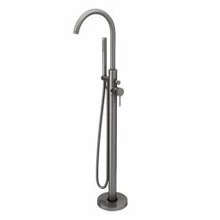 Arezzo Gunmetal Grey Freestanding Bath Tap With Shower Mixer
