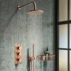 Arezzo Rose Gold Round Thermostatic Shower Pack With Wall Mounted Head + Handset -Arezzo shop AZRGSPK4 n p