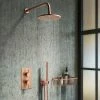 Arezzo Rose Gold Round Shower System (Twin Valve With Diverter, Wall Mounted Head + Handset) -Arezzo shop AZRGSPK5 n p