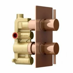 Arezzo Rose Gold Round Modern Twin Concealed Shower Valve -Arezzo shop AZRGSV nw d3 460