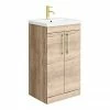 Arezzo Floor Standing Vanity Unit - Rustic Oak - 500mm With Brushed Brass Handles 2 Arezzo Floor Standing Vanity Unit - Rustic Oak - 500mm With Brushed Brass Handles -Arezzo shop AZRO5FSVBB p