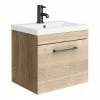 Arezzo Wall Hung Vanity Unit - Rustic Oak - 500mm With Matt Black Handle -Arezzo shop AZRO5WHVBK n p