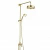 Arezzo Brushed Brass Rigid Riser Kit With Shower Head, Handshower & Diverter