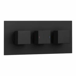 Arezzo Square Matt Black 2 Outlet Shower System (Fixed Shower Head + Overflow Bath Filler) -Arezzo shop AZS2SS n d2 460