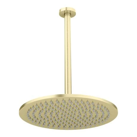 Arezzo Brushed Brass 300mm Thin Round Shower Head + 300mm Ceiling Mounted Arm Arezzo Brushed Brass 300mm Thin Round Shower Head + 300mm Ceiling Mounted Arm -Arezzo shop AZS33BCA n d1 460