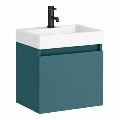 Arezzo Slim Wall Hung Vanity Unit - Matt Green - 500 X 300mm