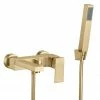 Arezzo Square Brushed Brass Wall Mounted Bath Shower Mixer Tap Incl. Shower Kit -Arezzo shop AZSBBWMBSM l 670