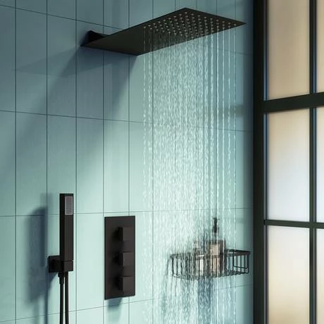 Arezzo Black Square Flat Fixed Shower Head (220 x 500mm) Arezzo Black Square Flat Fixed Shower Head (220 X 500mm) -Arezzo shop AZSH02 n d2 460