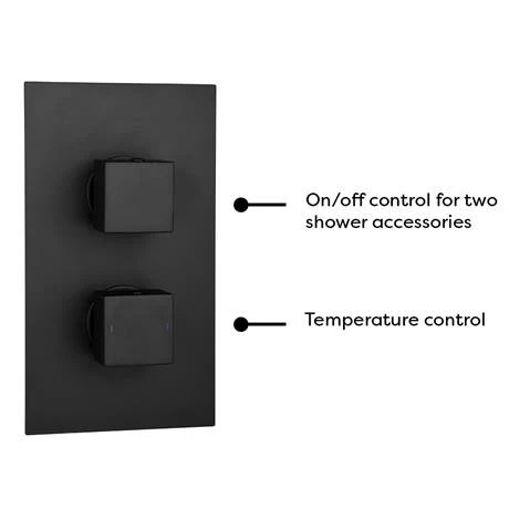 Arezzo Square Matt Black 2 Outlet Shower System (Fixed Shower Head + Slimline Waterfall Bath Spout) Arezzo Square Matt Black 2 Outlet Shower System (Fixed Shower Head + Slimline Waterfall Bath Spout) -Arezzo shop AZSQ2SSA n d1 460