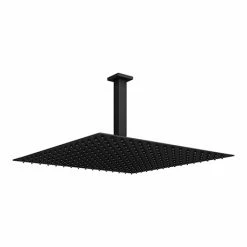 Arezzo Matt Black 400 X 400mm Thin Square Shower Head + Ceiling Mounted Arm