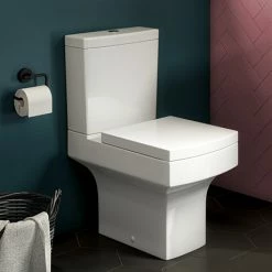 Arezzo Square Close Coupled Toilet + Soft Close Seat