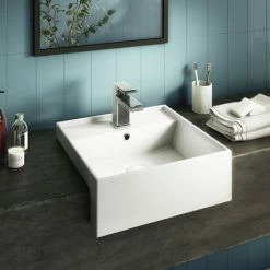 Arezzo 410mm Square Semi-Recessed Basin - Gloss White