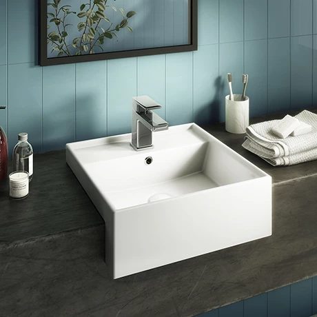 Arezzo 410mm Square Semi-Recessed Basin - Gloss White Arezzo 410mm Square Semi-Recessed Basin - Gloss White -Arezzo shop AZSQSRGW n p