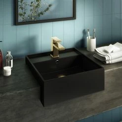 Arezzo 410mm Square Semi-Recessed Basin - Matt Black