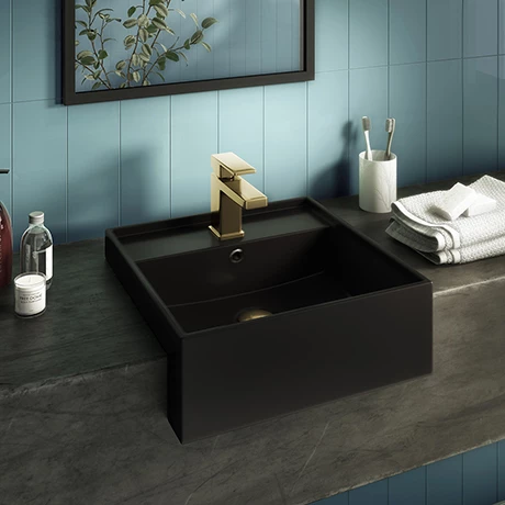 Arezzo 410mm Square Semi-Recessed Basin - Matt Black Arezzo 410mm Square Semi-Recessed Basin - Matt Black -Arezzo shop AZSQSRMB n p