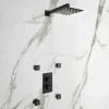 Arezzo Matt Black Square Shower System With Diverter, Fixed Shower Head + 4 Body Jets -Arezzo shop AZSQSV4BJ n p
