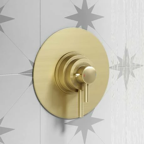 Arezzo Brushed Brass Round Concealed Dual Thermostatic Valve w. 200mm Shower Head Arezzo Brushed Brass Round Concealed Dual Thermostatic Valve W. 200mm Shower Head -Arezzo shop AZSV4BBPK d2 460