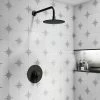 Arezzo Matt Black Round Concealed Dual Thermostatic Valve W. 200mm Shower Head 2 Arezzo Matt Black Round Concealed Dual Thermostatic Valve W. 200mm Shower Head -Arezzo shop AZSV4MBPK p