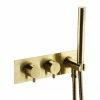 Arezzo Brushed Brass Round Wall Mounted Thermostatic Shower Valve With Handset 2 Arezzo Brushed Brass Round Wall Mounted Thermostatic Shower Valve With Handset -Arezzo shop AZSVHBB p