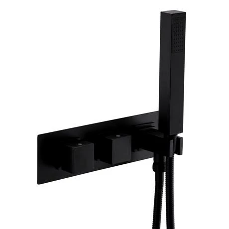 Arezzo Matt Black Square Concealed Thermostatic Shower Valve w. Handset + Freeflow Bath Filler Arezzo Matt Black Square Concealed Thermostatic Shower Valve W. Handset + Freeflow Bath Filler -Arezzo shop AZSVHMBFSQ d1 460