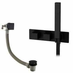 Arezzo Matt Black Square Concealed Thermostatic Shower Valve W. Handset + Freeflow Bath Filler 6 Arezzo Matt Black Square Concealed Thermostatic Shower Valve W. Handset + Freeflow Bath Filler -Arezzo shop AZSVHMBFSQ d4 460