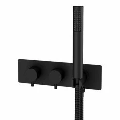 Arezzo Matt Black Round Wall Mounted Thermostatic Shower Valve With Handset 4 Arezzo Matt Black Round Wall Mounted Thermostatic Shower Valve With Handset -Arezzo shop AZSVHMB n d2 460