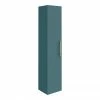 Arezzo Wall Hung Tall Storage Cabinet - Matt Teal Green - With Brushed Brass Chrome Handle -Arezzo shop AZTG14WHCBBIS p