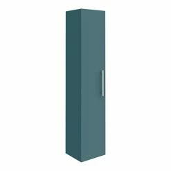 Arezzo Wall Hung Tall Storage Cabinet - Matt Teal Green - With Industrial Style Chrome Handle