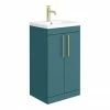 Arezzo Floor Standing Vanity Unit - Matt Green - 500mm With Industrial Style Brushed Brass Handles 2 Arezzo Floor Standing Vanity Unit - Matt Green - 500mm With Industrial Style Brushed Brass Handles -Arezzo shop AZTG5FSVBBIS p
