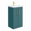 Arezzo 500 Matt Green Floor Standing Vanity Unit With Brushed Brass Handles 1 Arezzo 500 Matt Green Floor Standing Vanity Unit With Brushed Brass Handles -Arezzo shop AZTG5FSVBB p
