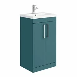 Arezzo 500 Matt Green Floor Standing Vanity Unit With Chrome Handles